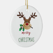 Kute Cartoon rendiertje met mistletoe Keramisch Ornament (Rechts)