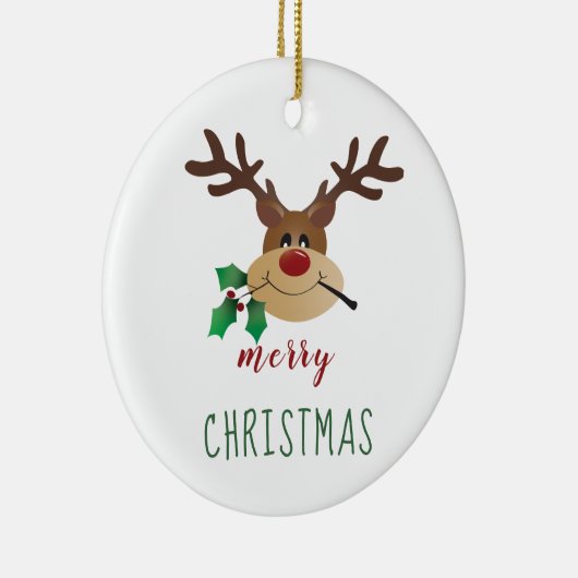 Kute Cartoon rendiertje met mistletoe Keramisch Ornament (Rechts)