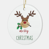 Kute Cartoon rendiertje met mistletoe Keramisch Ornament (Links)