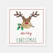 Kute Cartoon rendiertje met mistletoe Servet (Voorkant)