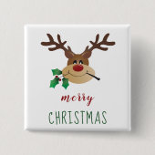 Kute Cartoon rendiertje met mistletoe Vierkante Button 5,1 Cm (Voorkant)