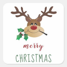 Kute Cartoon rendiertje met mistletoe Vierkante Sticker