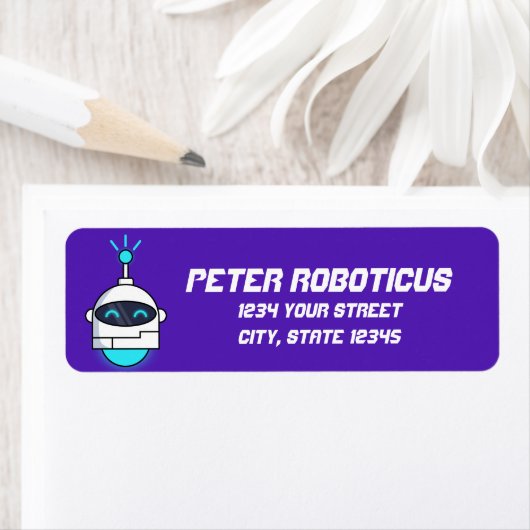 Kute Cartoon Robot Return Address Label (Insitu)
