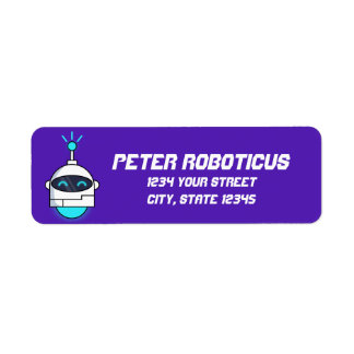 Kute Cartoon Robot Return Address Label