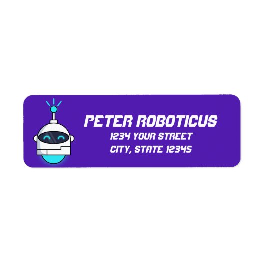 Kute Cartoon Robot Return Address Label (Voorkant)