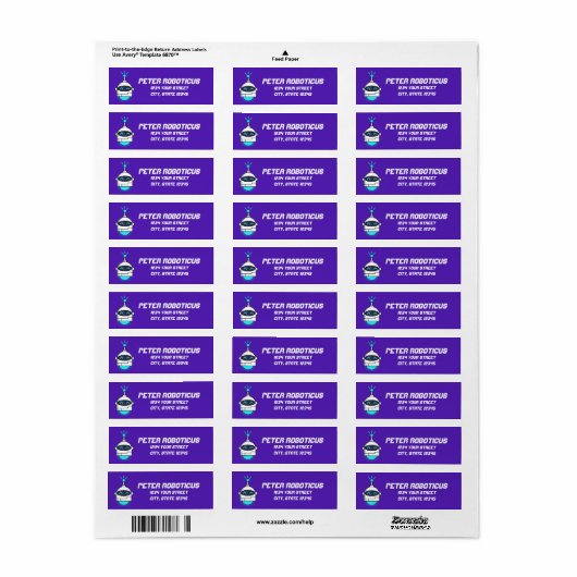 Kute Cartoon Robot Return Address Label (Full Sheet)