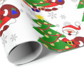 Kute Cartoon Santa- en kerstboom-Kinderen Cadeaupapier (Rol Hoek)