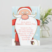 Kute Cartoon Santa met Long Beard Kerstparty Kaart (Staand voorkant)