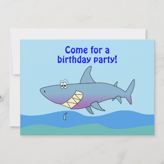 Kute Cartoon Shark Birthday Invitation Sjabloon Kaart (Voorkant)