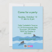 Kute Cartoon Shark Birthday Invitation Sjabloon Kaart (Achterkant)