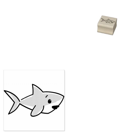 Kute Cartoon Shark Rubber Stamp Rubberstempel (Gestempeld)