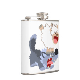 Kute Cartoon Sheep and Wolf Hip Flask Heupfles
