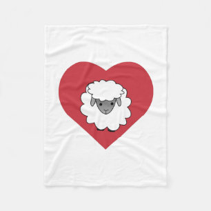 Kute Cartoon Sheep met hart op achtergrond Fleece Deken