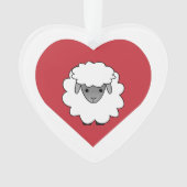 Kute Cartoon Sheep met hart op achtergrond Ornament (voorkant)