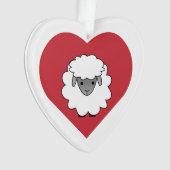 Kute Cartoon Sheep met hart op achtergrond Ornament (voorkant)