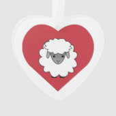 Kute Cartoon Sheep met hart op achtergrond Ornament (achterkant)