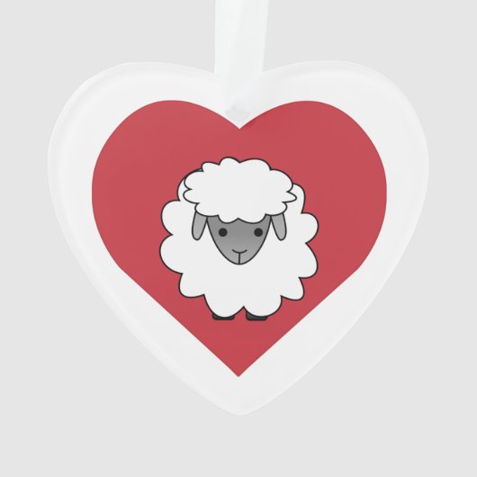 Kute Cartoon Sheep met hart op achtergrond Ornament (achterkant)