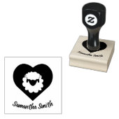 Kute Cartoon Sheep met hart op achtergrond Rubberstempel (Gestempeld)