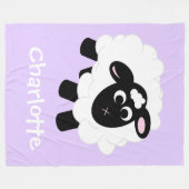 Kute Cartoon Sheep Paars Name Fleece Blanket (Voorkant (Horizontaal))