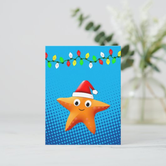 Kute Cartoon Sinterklaas Kerstkerstlampjes Briefkaart (Staand voorkant)