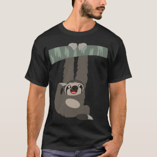 Kute Cartoon Sloth Dangling van een Tak T-Shirt