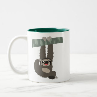 Kute Cartoon Sloth die van een Mok van de Tak afta