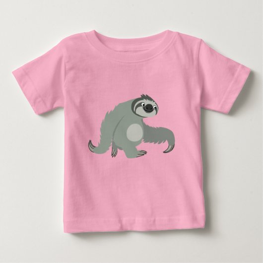 Kute Cartoon Sloth in een Baby T-Shirt (Voorkant)