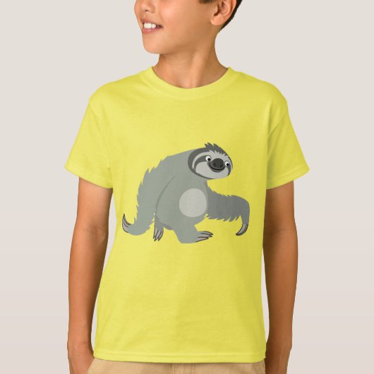 Kute Cartoon Sloth in een T-shirt voor kinderen (Voorkant)