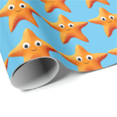 Kute Cartoon Starfish Blue Ocean Cadeaupapier (Rol Hoek)