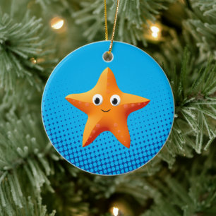 Kute Cartoon Starfish Blue Ocean Keramisch Ornament