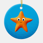 Kute Cartoon Starfish Blue Ocean Keramisch Ornament (Voorkant)