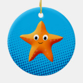 Kute Cartoon Starfish Blue Ocean Keramisch Ornament (Achterkant)
