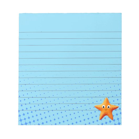 Kute Cartoon Starfish Blue Ocean Lined Notitieblok (Voorkant)