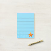 Kute Cartoon Starfish Blue Ocean Lined Post-it® Notes (Op bureau)
