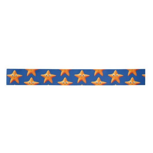 Kute Cartoon Starfish Blue Ocean Satin Ribbon Satijnen Lint (Voorkant)