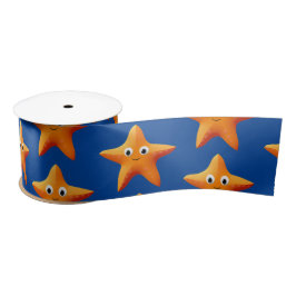 Kute Cartoon Starfish Blue Ocean Satin Ribbon Satijnen Lint