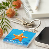 Kute Cartoon Starfish Blue Ocean Sleutelhanger (Voorkant Rechts)