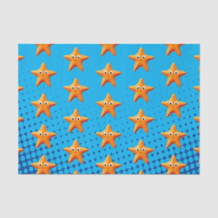 Kute Cartoon Starfish Blue Ocean Tissuepapier