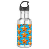 Kute Cartoon Starfish Blue Ocean Waterfles (Voorkant)