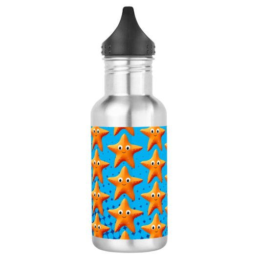 Kute Cartoon Starfish Blue Ocean Waterfles (Links)