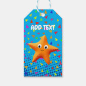 Kute Cartoon Starfish met Confetti Cadeaulabel (Voorkant)