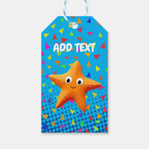 Kute Cartoon Starfish met Confetti Cadeaulabel