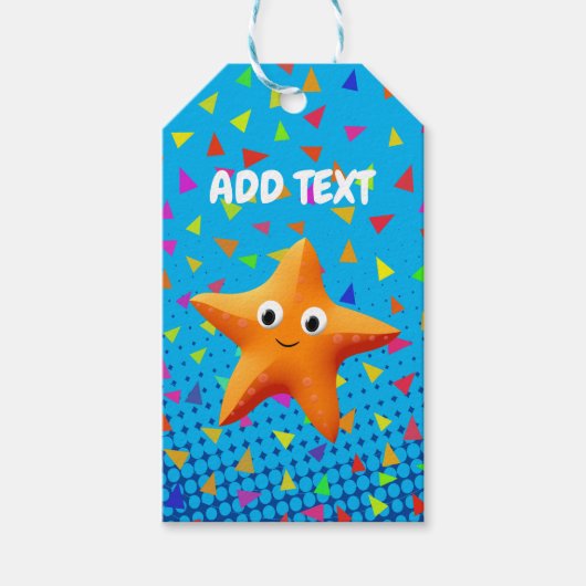 Kute Cartoon Starfish met Confetti Cadeaulabel (Voorkant)