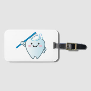 Kute Cartoon Tandpenseel met tandenborstel Bagagelabel