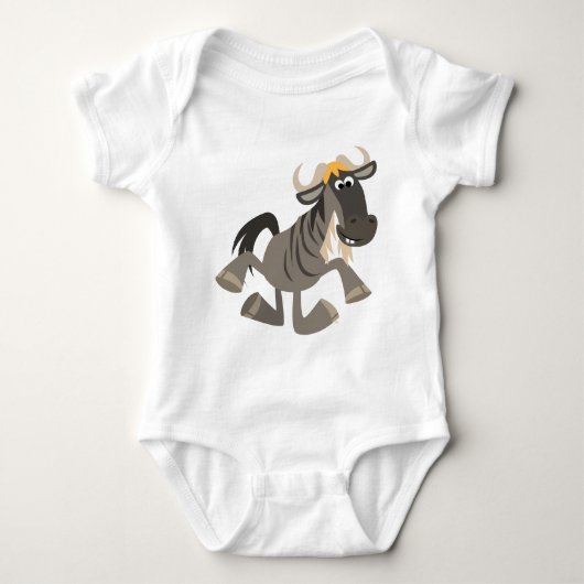 Kute Cartoon Tap Dansend Wildebeest Baby Romper (Voorkant)