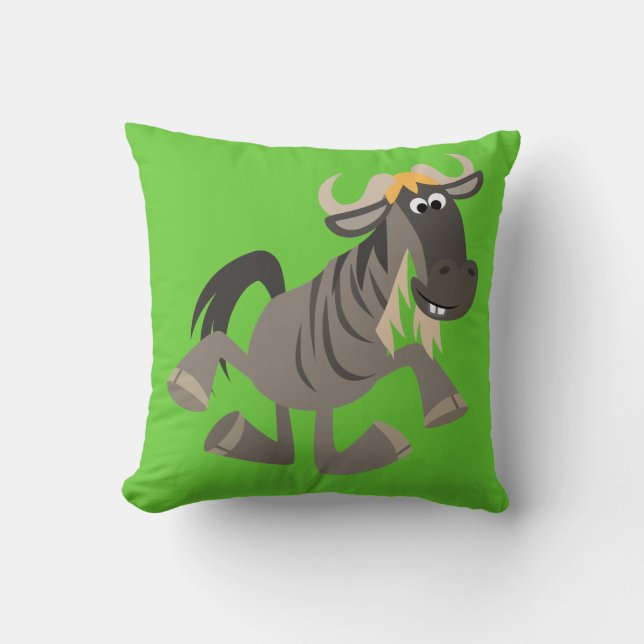 Kute Cartoon Tap Dansend Wildebeest Pillow Kussen (Voorkant)
