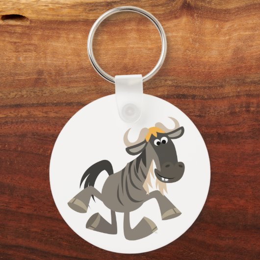 Kute Cartoon Tap Dansend Wildebeest Sleutelhanger (Voorkant)