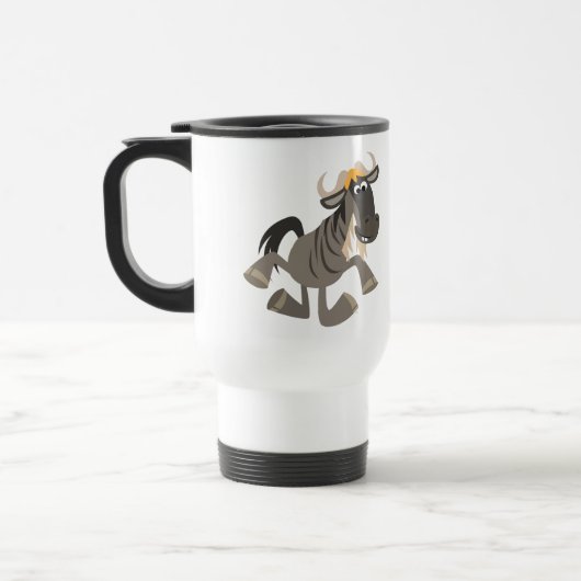 Kute Cartoon Tap Dansend Wildebeest Travel Mug Reisbeker (Links)