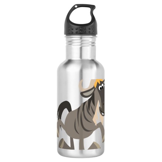 Kute Cartoon Tap Dansend Wildebeest Waterfles (Voorkant)