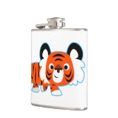 Kute Cartoon Tiger op de kruipen Heupfles (Links)